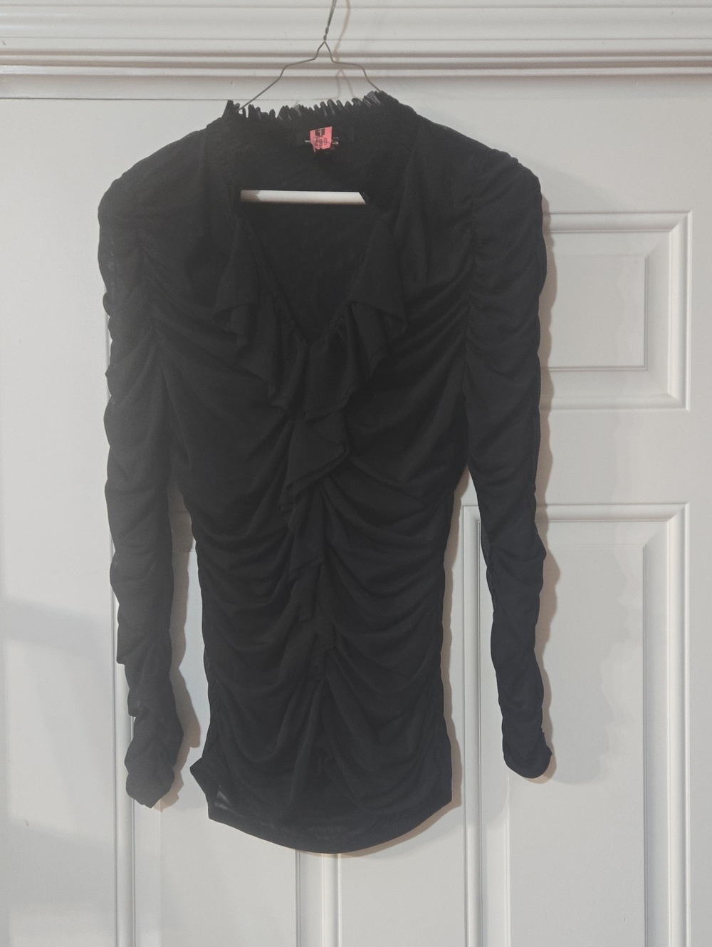 White House Black Market Black Ruched Long Sleeve Blouse
